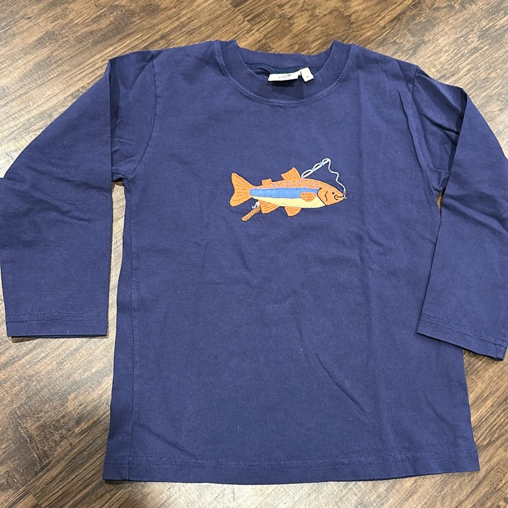 LIKE NEW Luigi Kids Long Sleeve Fish Appliquéd Tee